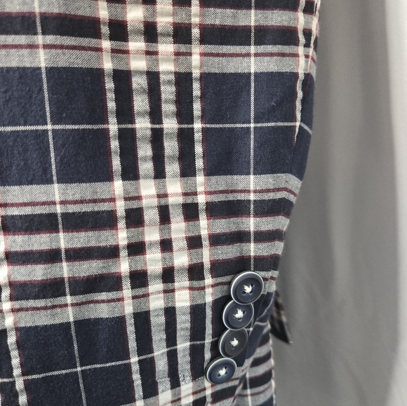 Paisley & Gray Men's Blue Plaid Bromley Notch Slim Fit Cotton Jacket Size 44R - Picture 4 of 13